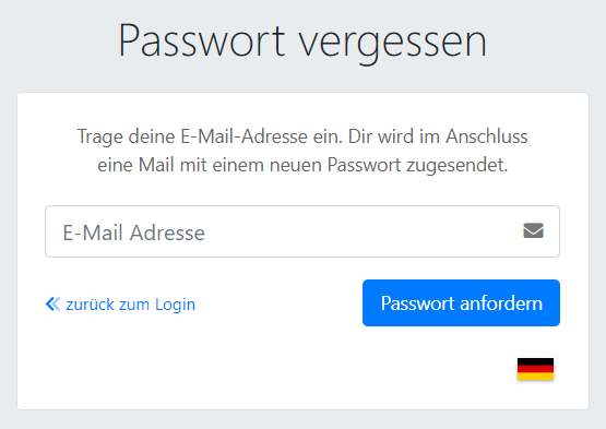 Passwort vergessen Dialog