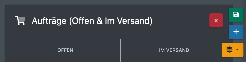 Screenshot: Button-Leiste oben rechts auf dem Dashboard im Bearbeitungsmodus (Schraubenschlüssel, Plus, Ebenen, Speichern, Zurücksetzen)