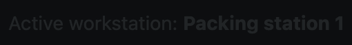 Screenshot: Footer with "Active workstation: Packing station 1"