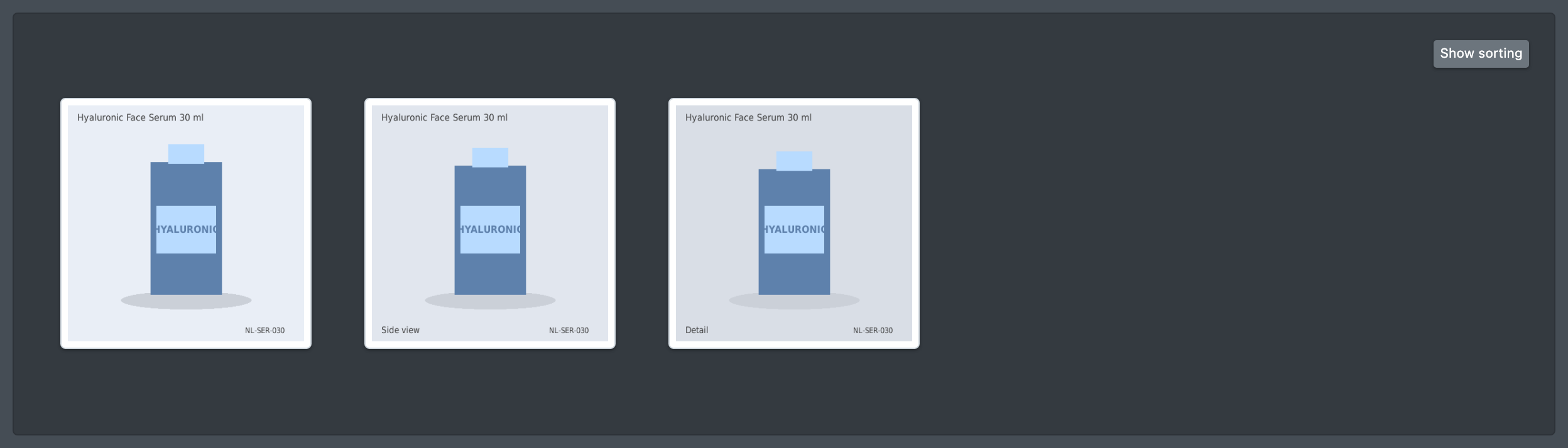 Screenshot: Images tab of an article with several uploaded images in a row, image 1 marked as main image